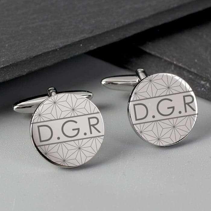 Personalised Geometric Round Cufflinks - Myhappymoments.co.uk