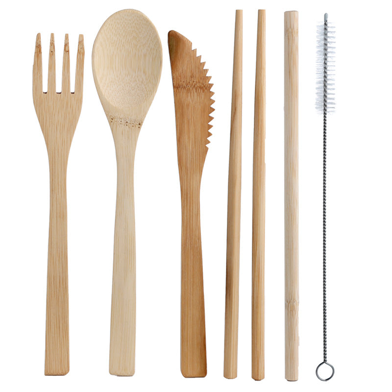 Daisy Lane 100% Natural Bamboo Cutlery 6 Piece Set in Canvas Holder