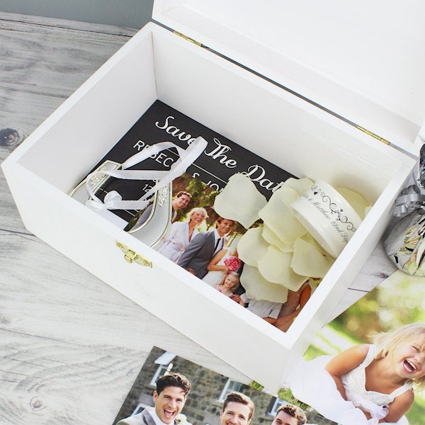 Personalised Fresh Botanical White Wooden Keepsake Box