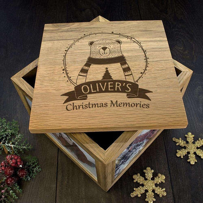 Personalised Engraved Polar Bear Christmas Memory Photo Keepsake Box - Myhappymoments.co.uk