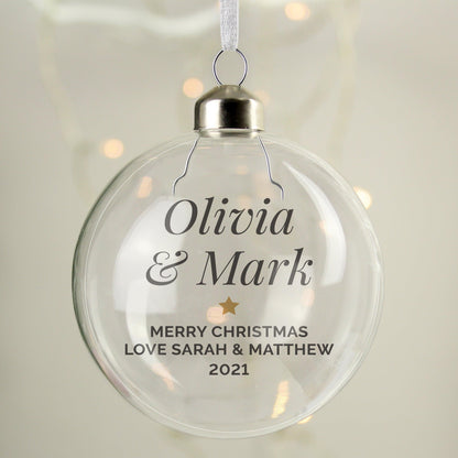 Personalised Gold Star Glass Bauble