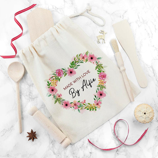 Personalised Kids Flower Wreath Made WIth Love Baking Set