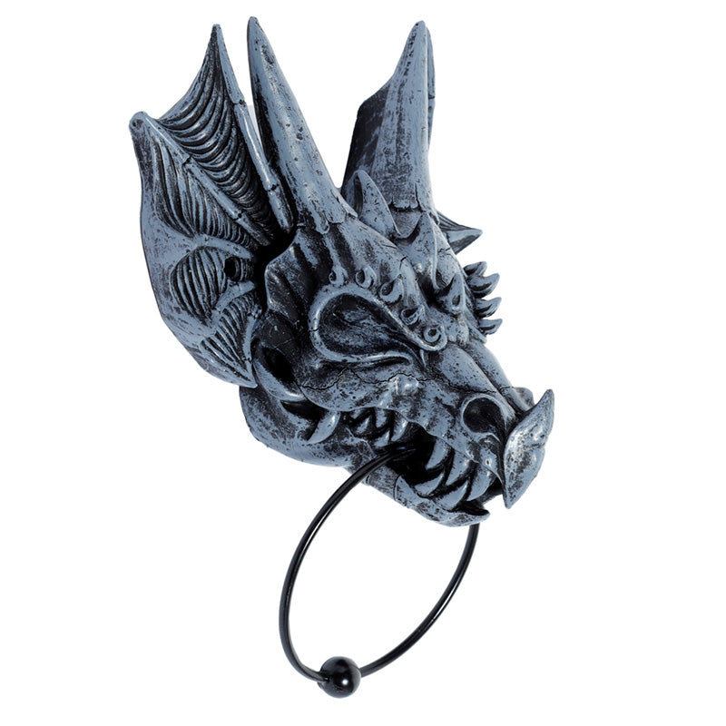 Shadows of Darkness Grey Stone Effect Dragon Skull Door Knocker