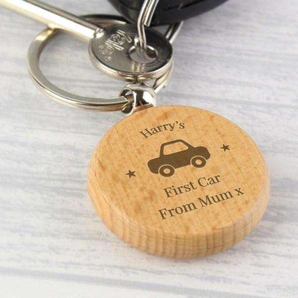 Personalised Car Design Wooden Round Keyring