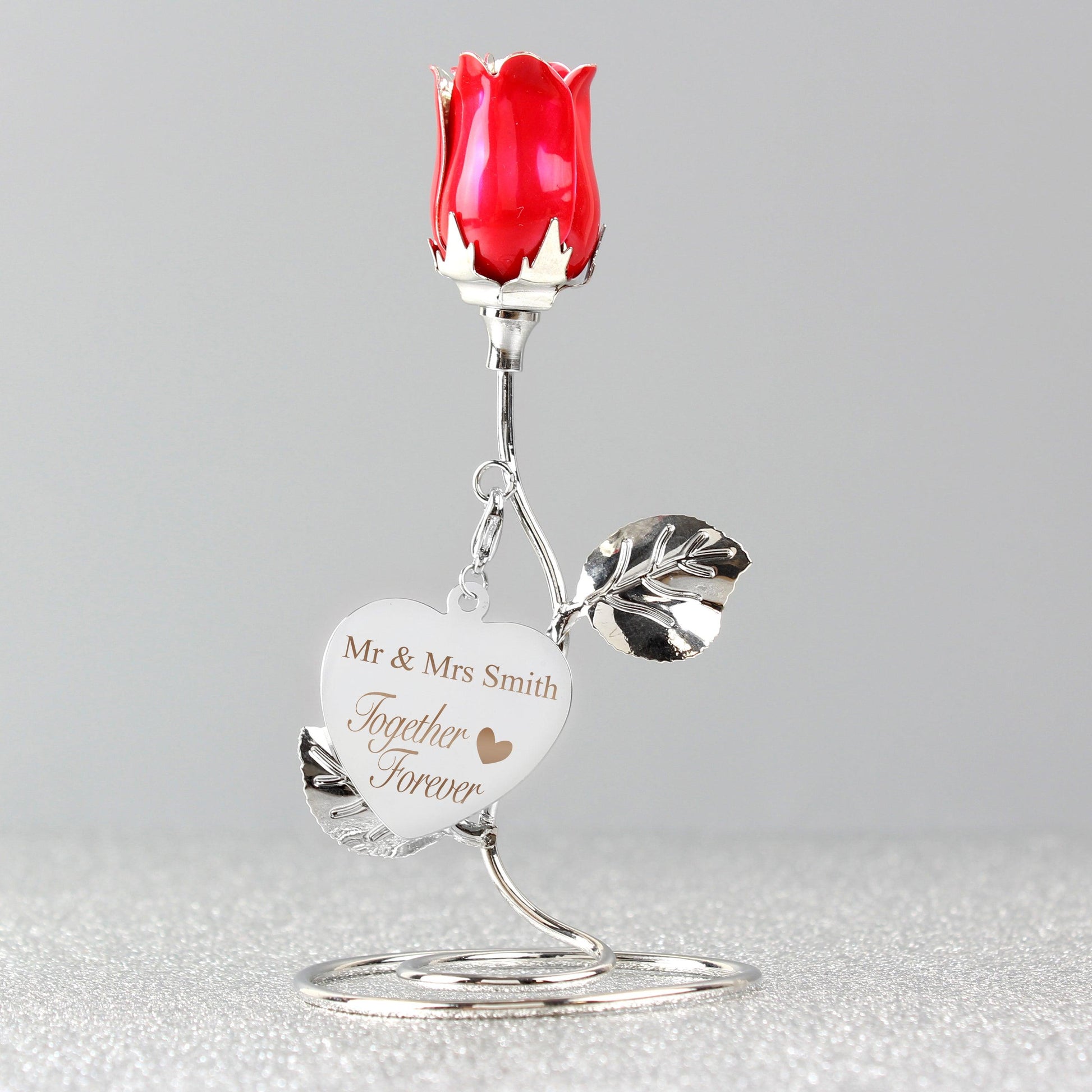 Personalised Together Forever Red Rose Bud Ornament