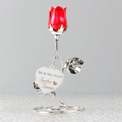 Personalised Together Forever Red Rose Bud Ornament