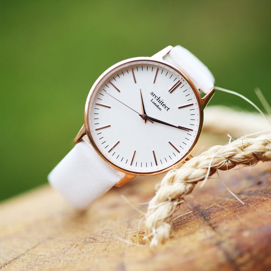 Personalised Ladies Architect Blanc Watch With White Strap