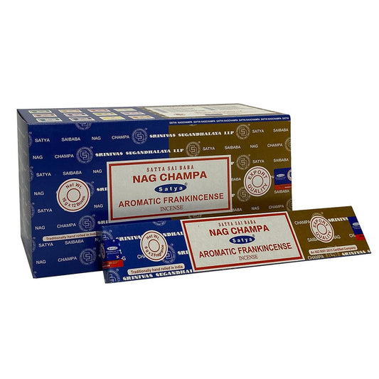 12 Pack of Combo Satya Incense Sticks - Nag Champa Aromatic Frankincense