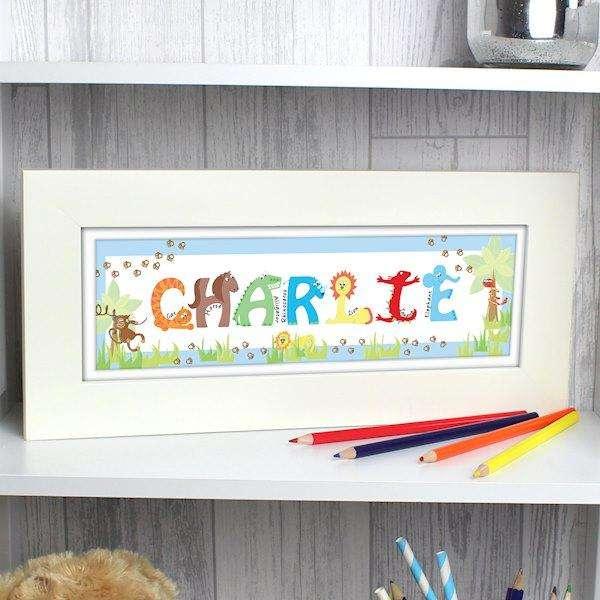 Personalised Boys Animal Name Frame - Myhappymoments.co.uk