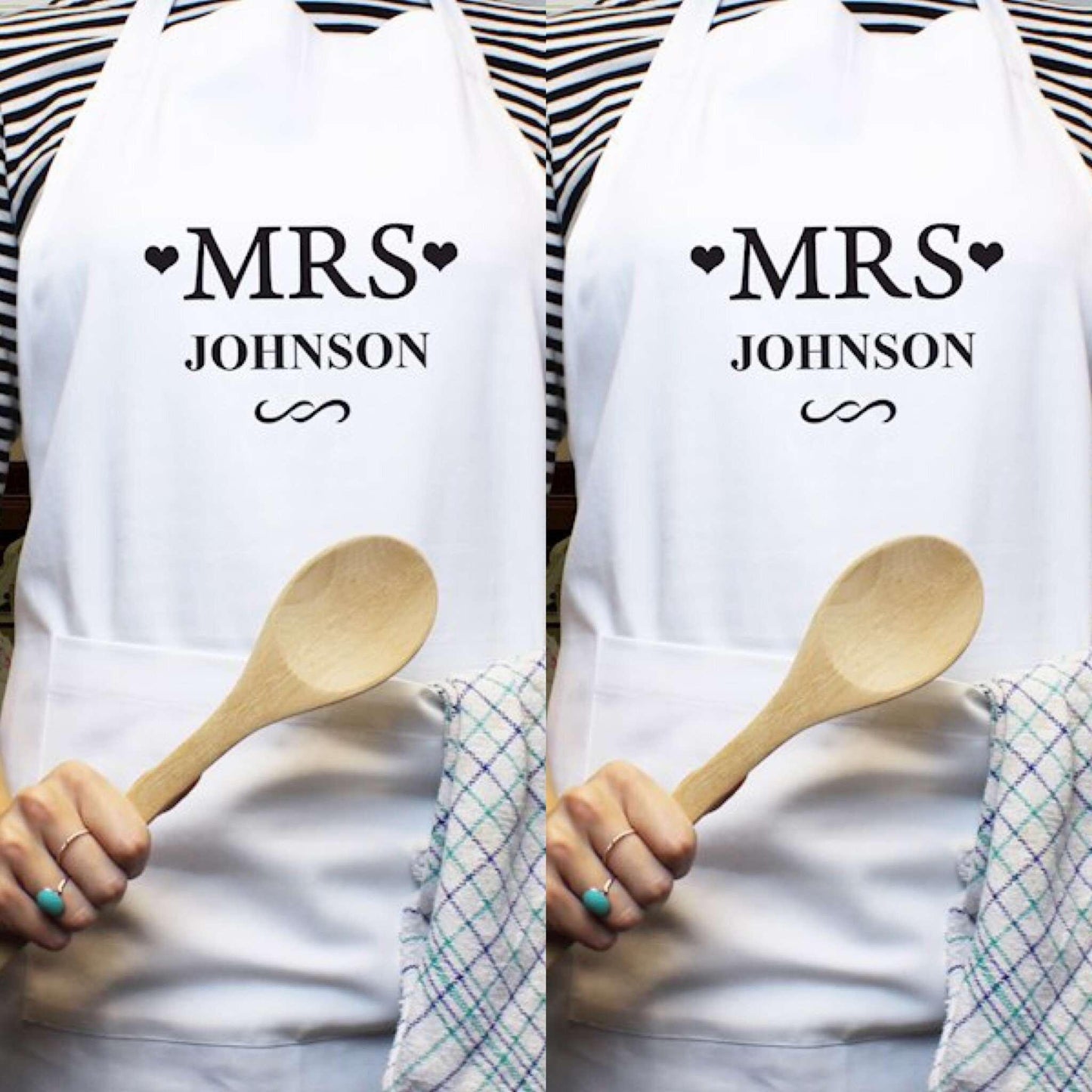 Personalised Mrs & Mrs Aprons - Myhappymoments.co.uk