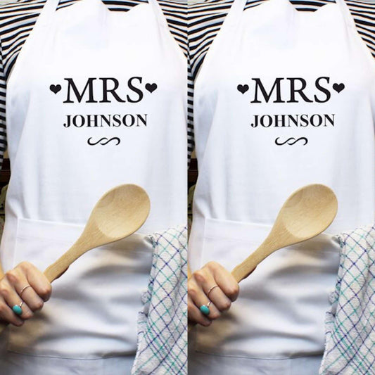 Personalised Mrs & Mrs Aprons - Myhappymoments.co.uk