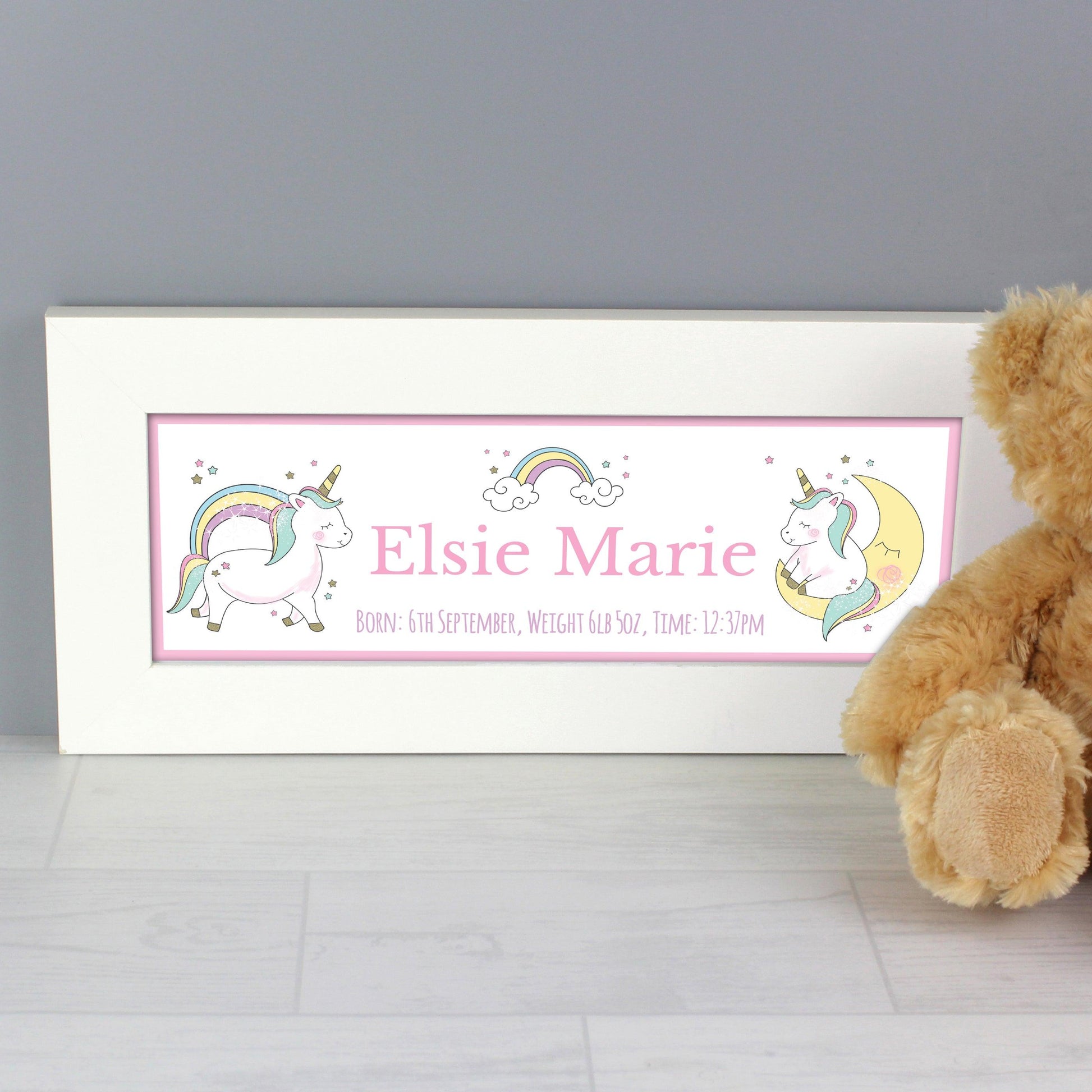 Personalised Baby Unicorn Name Frame - Myhappymoments.co.uk