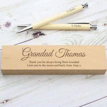 Personalised Any Message Wooden Pen & Pencil Box Set - Myhappymoments.co.uk