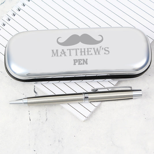 Personalised Moustache Pen and Box Set