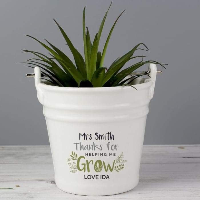 Personalised Thanks for Helping Me Grow Porcelain Planter - Myhappymoments.co.uk