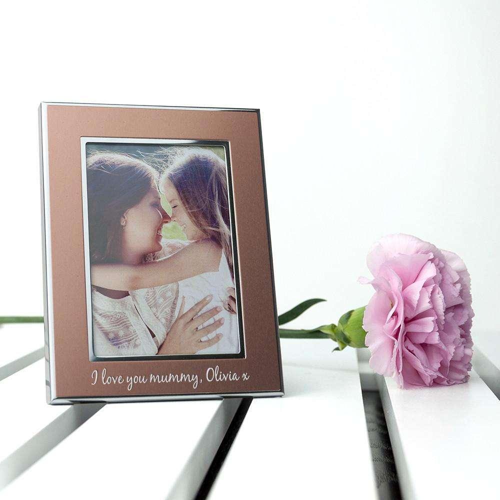 Personalised Small Rose Gold Metal Photo Frame - Myhappymoments.co.uk