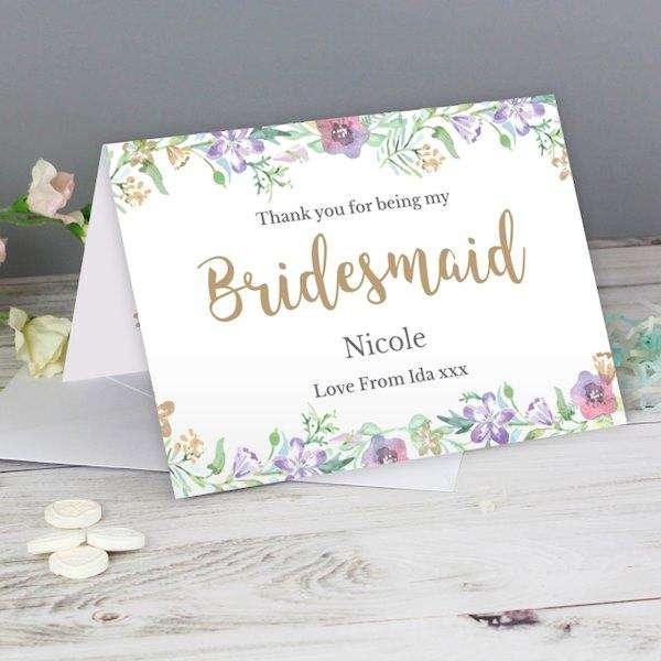 Personalised Thank You For Being My Bridesmaid Card - Myhappymoments.co.uk