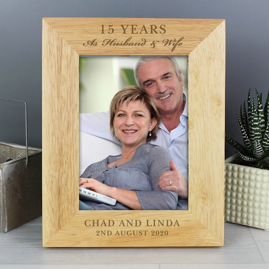 Personalised Anniversary Wooden Photo Frame 7x5 From Pukkagifts.uk