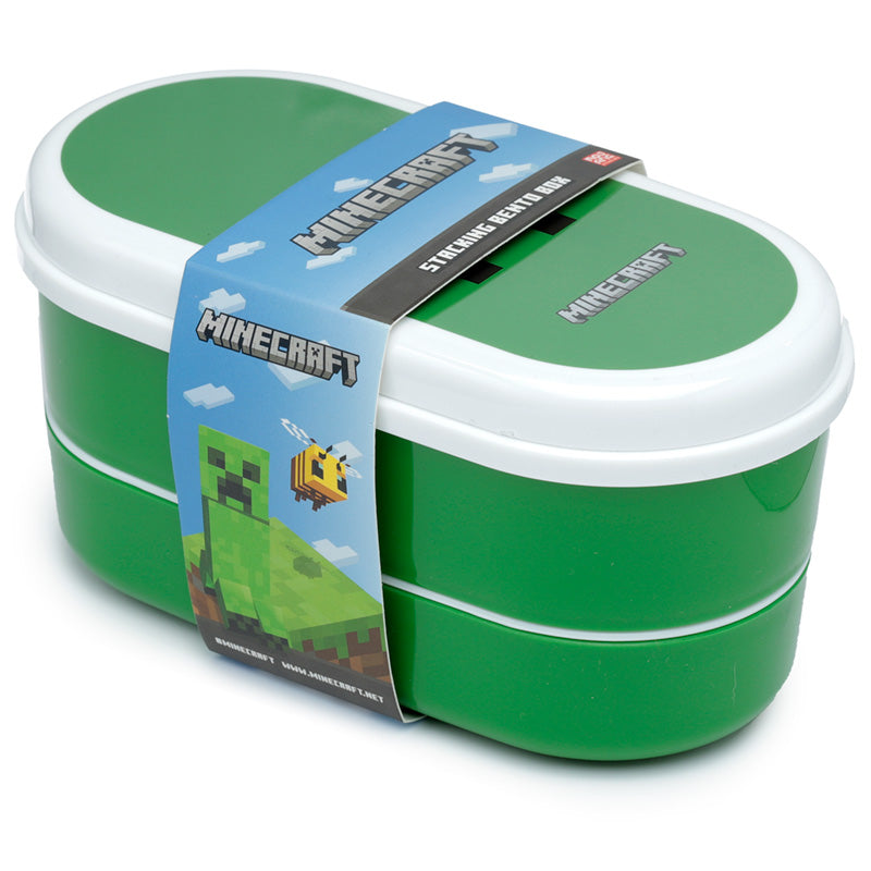 Minecraft Creeper Stacked Bento Box Lunch Box with Fork & Spoon