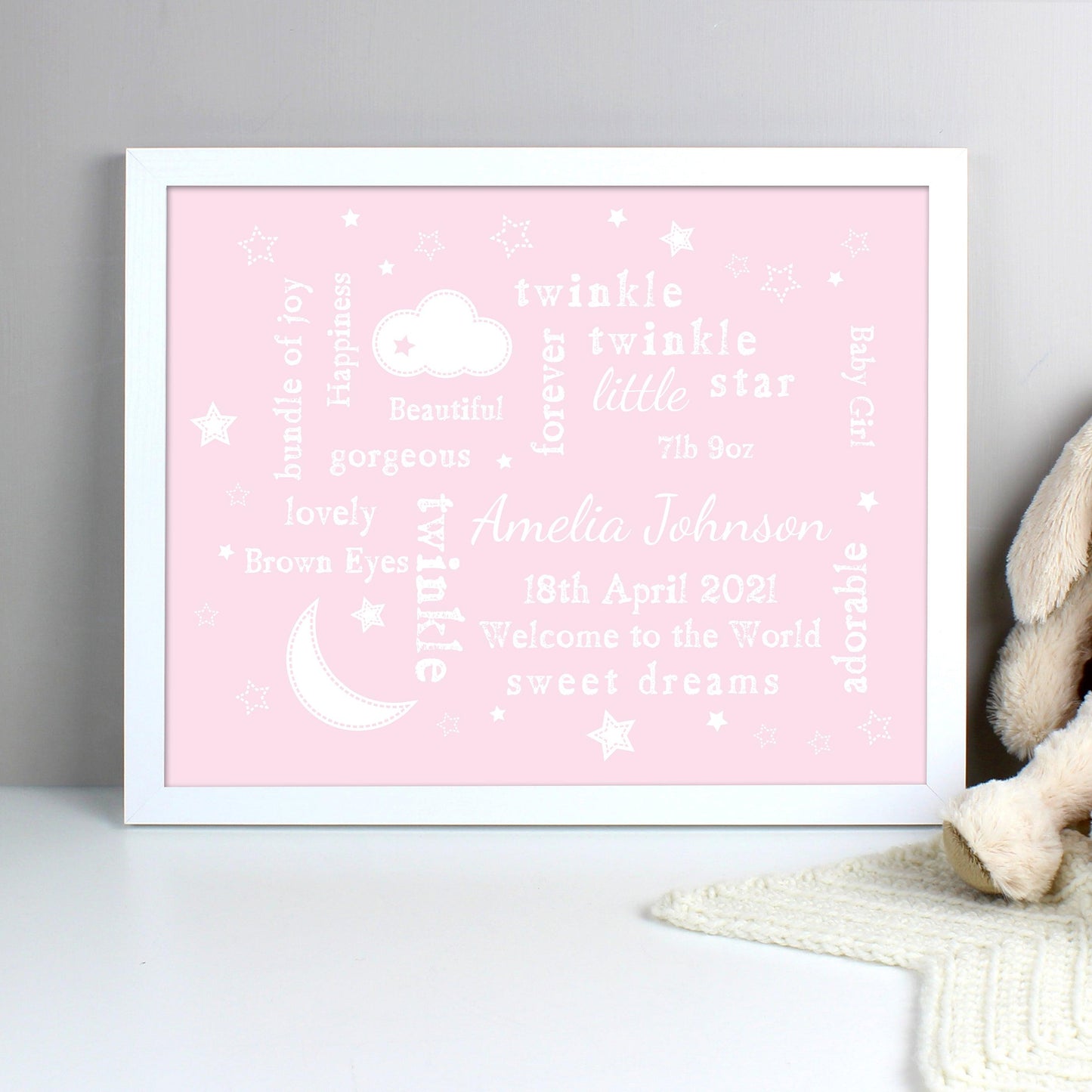 Personalised Pink Twinkle Twinkle Little Star Wall Art