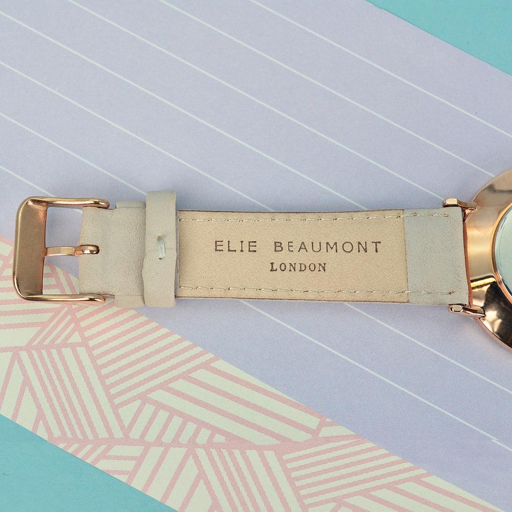 Elie Beaumont Ladies Personalised Leather Watch in Stone