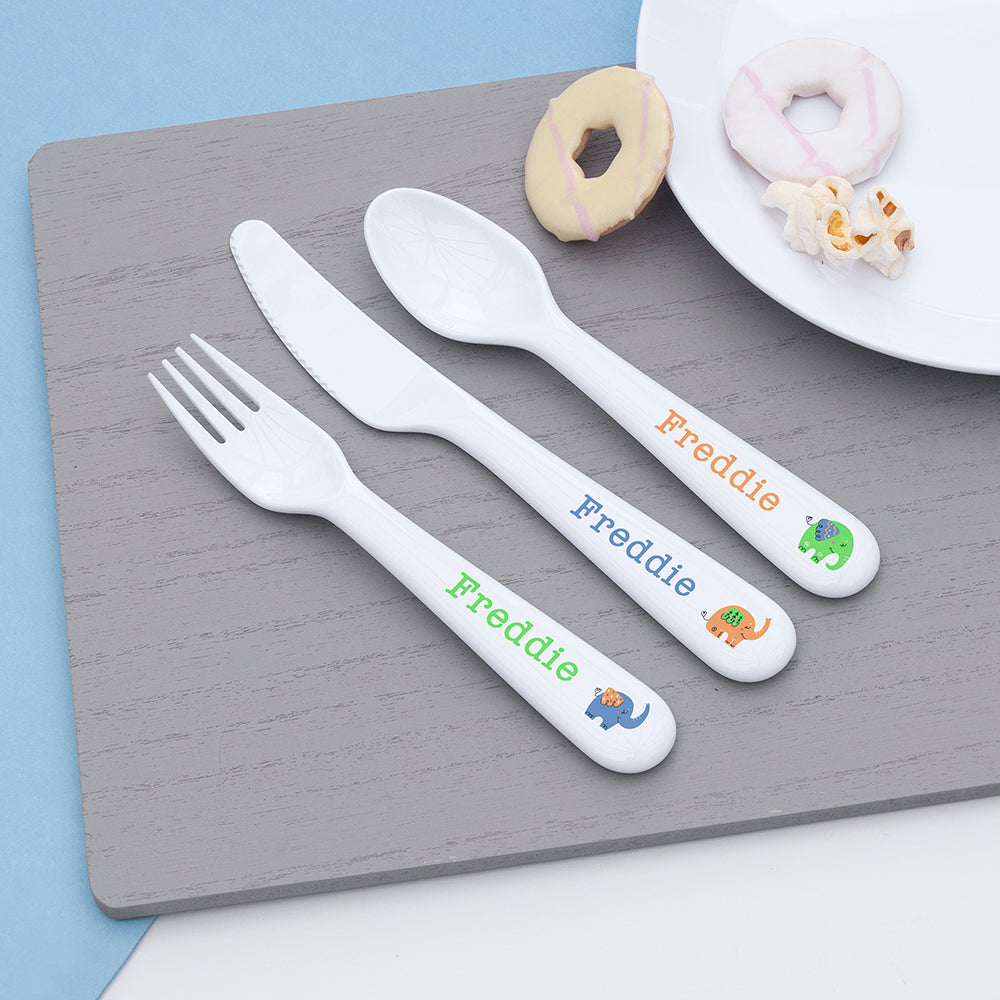 Personalised Children's Elephant Cutlery Set