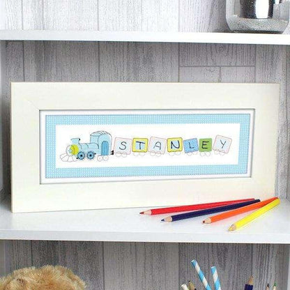 Personalised Patchwork Train Name Frame - Myhappymoments.co.uk