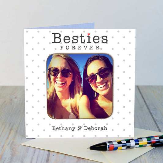 Personalised Besties Forever Best Friend Photo Coaster Gift Card 