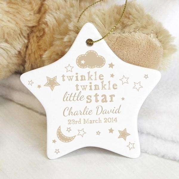 Personalised Twinkle Twinkle Ceramic Star Decoration - Myhappymoments.co.uk