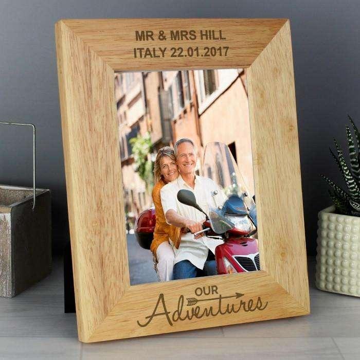 Personalised Our Adventure 5x7 Wooden Photo Frame - Myhappymoments.co.uk