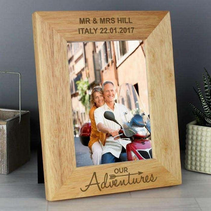 Personalised Our Adventure 5x7 Wooden Photo Frame - Myhappymoments.co.uk