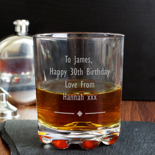 Personalised Diamond Motif Glass Tumbler