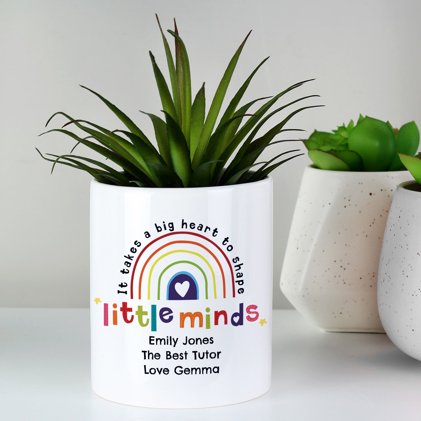 Personalised Shape Little Minds Teacher Ceramic Storage Pot