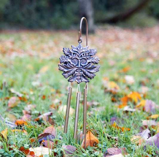 Bronze Effect Green Man Windchime Stake