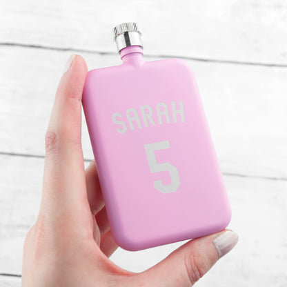 Personalised Pink Slimline Football Shirt Hip Flask - Gifts For Her