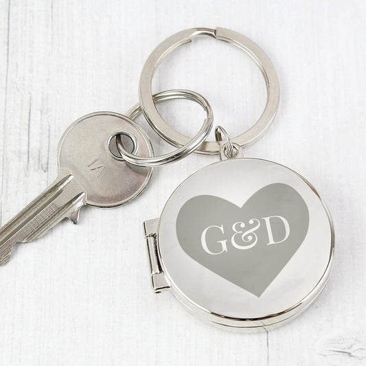 Personalised Couples Initials Photo Locket Keyring