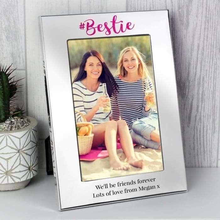 Personalised #Bestie Photo Frame 4x6 Silver - Myhappymoments.co.uk