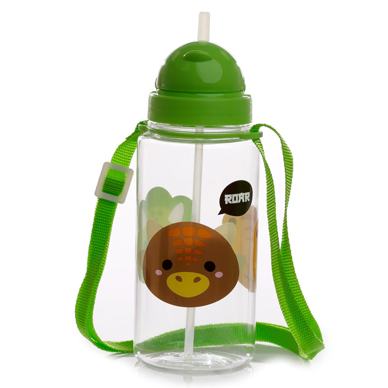 450ml Children's Reusable Water Bottle with Flip Straw - Dinosaur