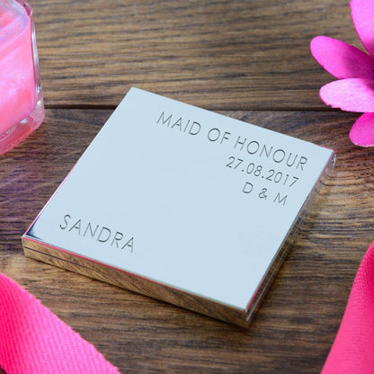 Personalised Maid Of Honour Square Compact Mirror - Myhappymoments.co.uk