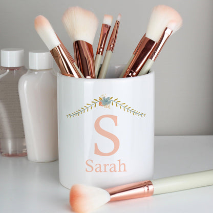 Personalised Floral Bouquet Make Up Brush Holder