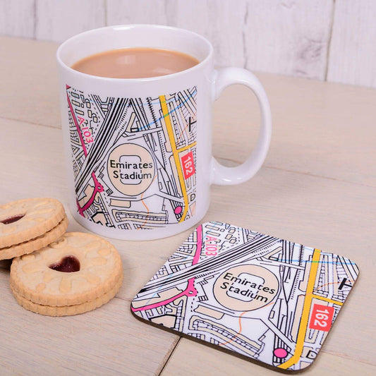 Football Club Stadium Map Mug and Coaster Gift Set - Myhappymoments.co.uk