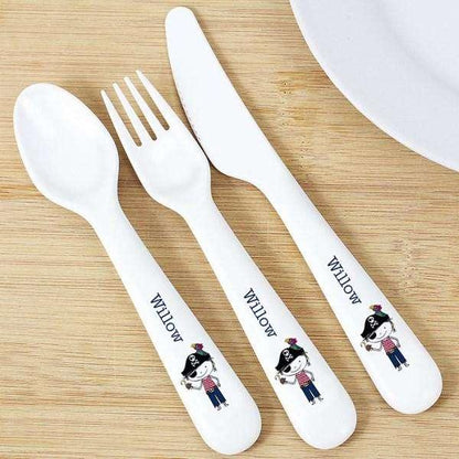 Personalised Pirate 3 Piece Plastic Cutlery Set - Myhappymoments.co.uk