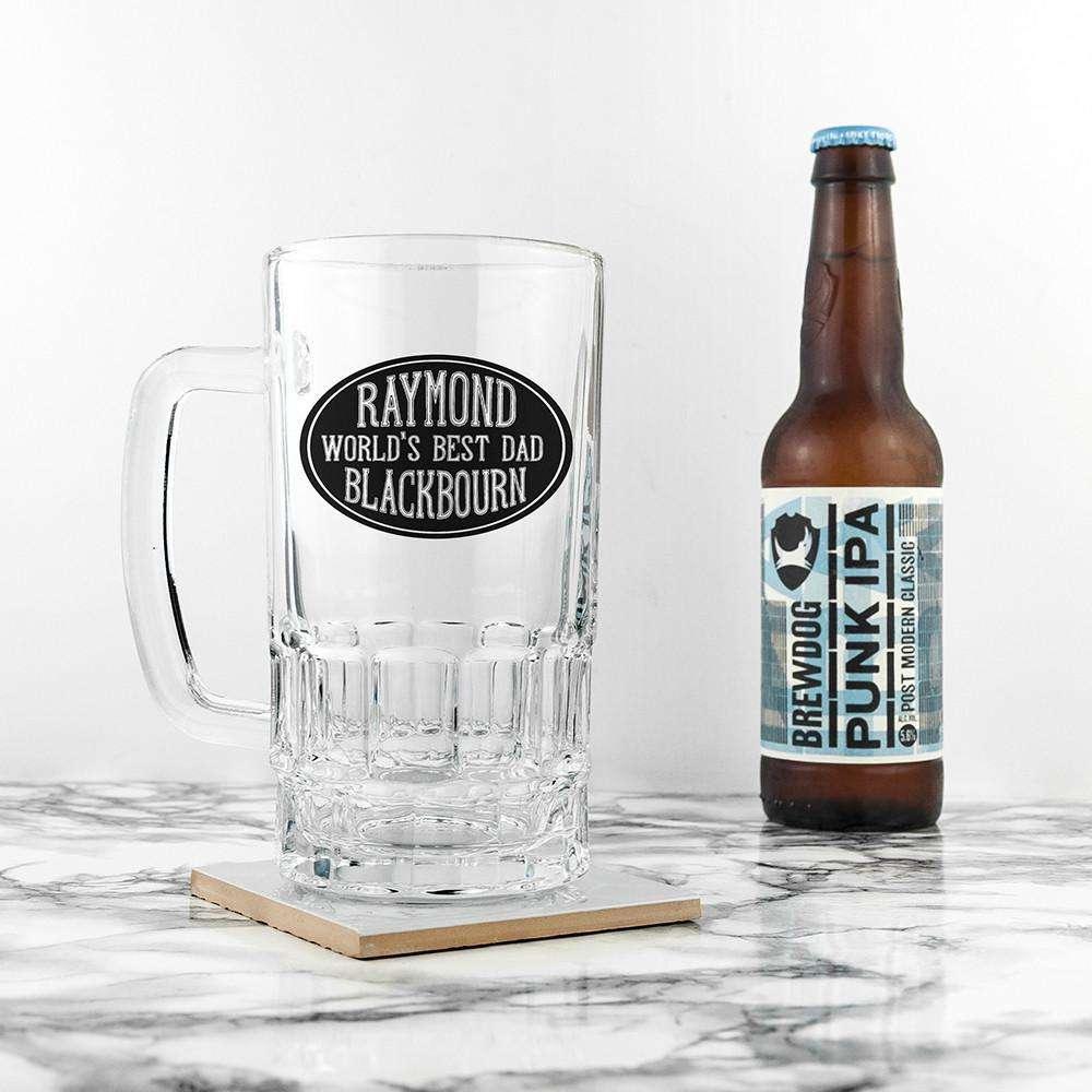 Personalised World's Best Dad Glass Tankard Beer - Myhappymoments.co.uk