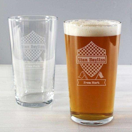 Personalised Formula 1 Pint Glass - Myhappymoments.co.uk