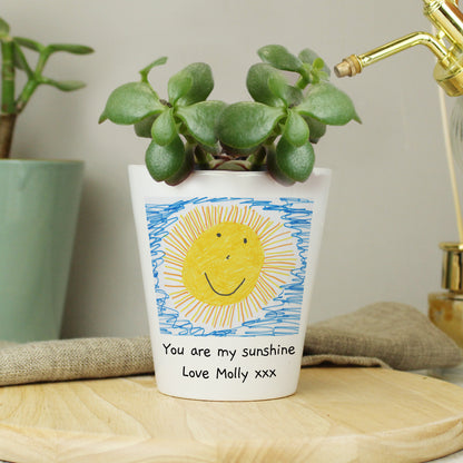 Personalised Childrens Drawing Photo Upload Plant Pot - Gift From Child