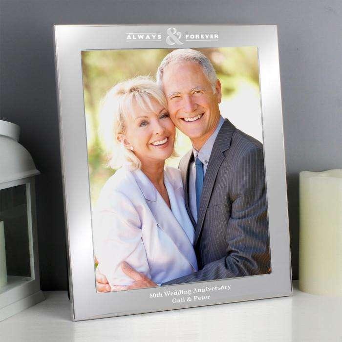 Personalised Always & Forever Silver Photo Frame 8x10 - Myhappymoments.co.uk