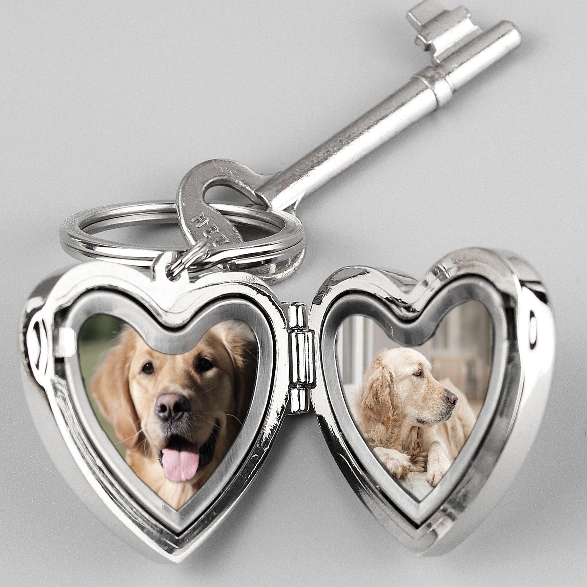 Personalised Paw Print Heart Photo Locket Keyring