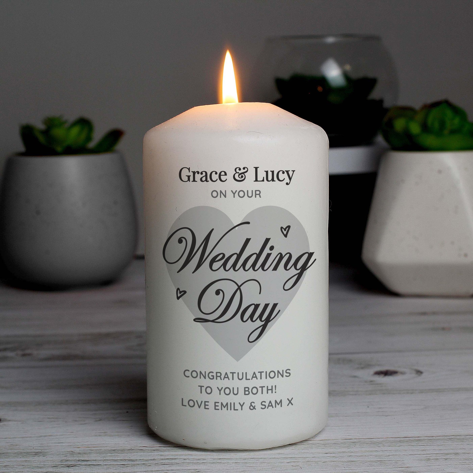 Personalised On Your Wedding Day Pillar Candle