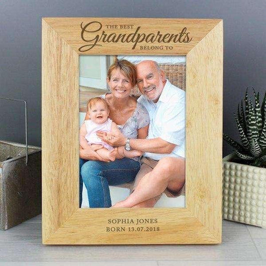 Personalised 5x7 ' The Best Grandparents' Wooden Frame - Myhappymoments.co.uk