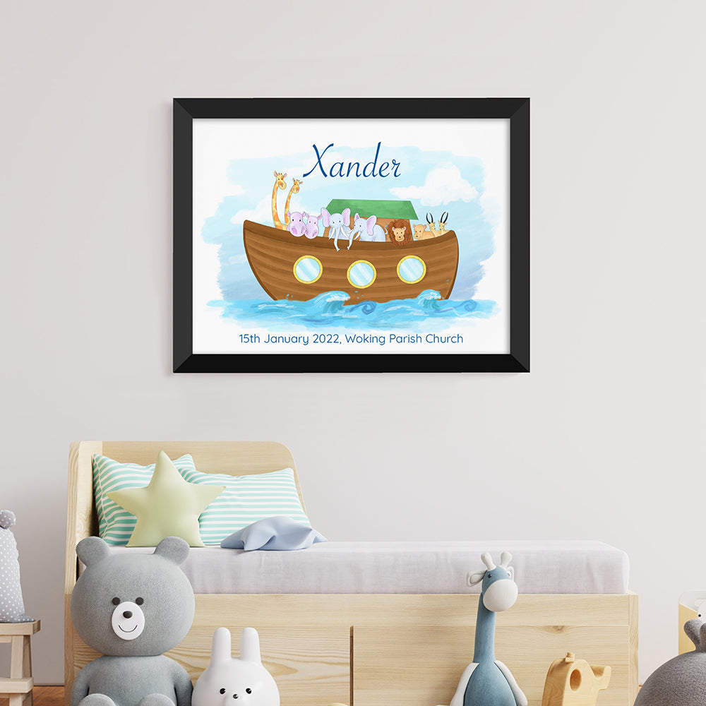 Personalised Noah's Ark Black Framed Print